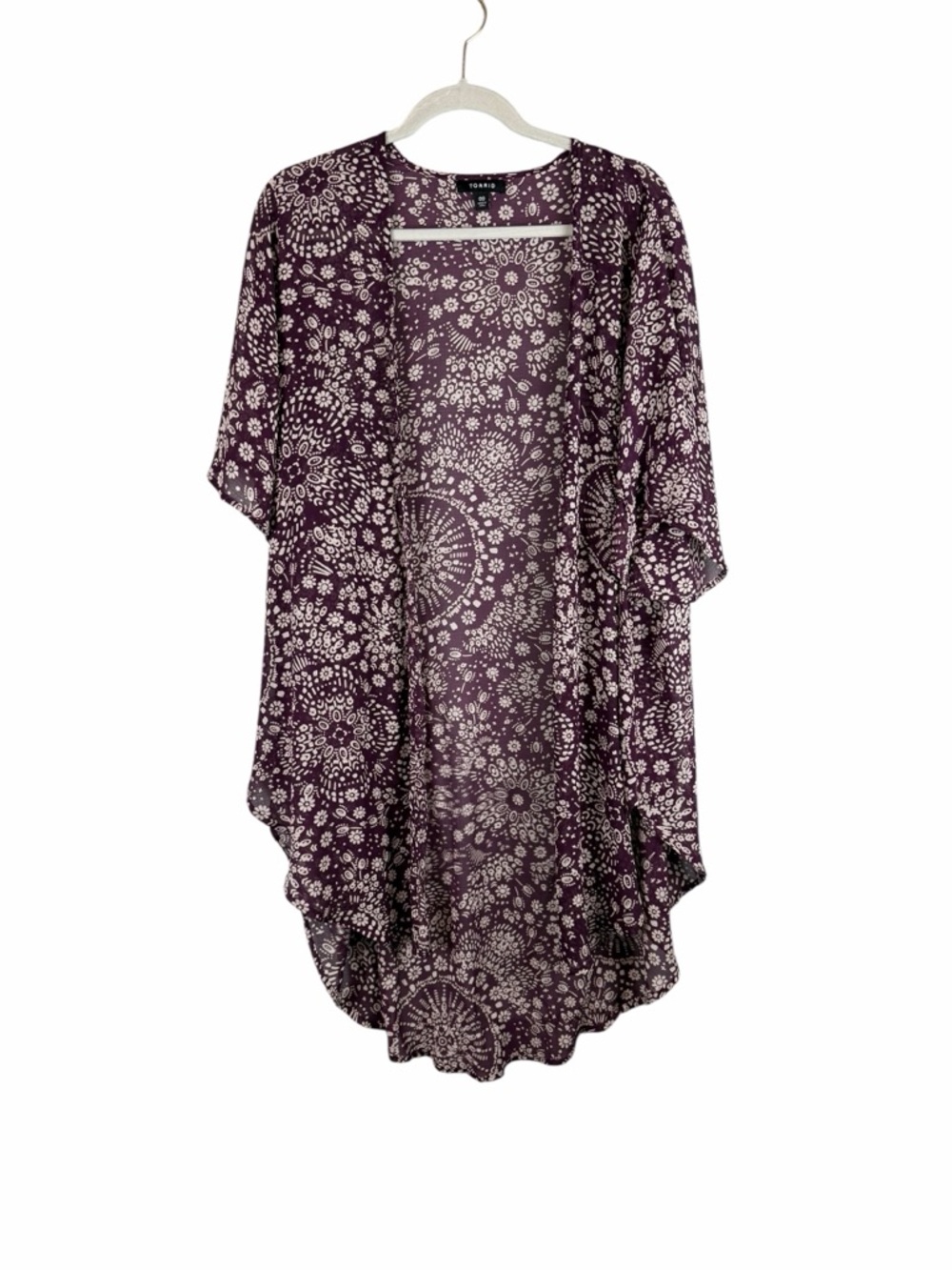 Torrid Purple Floral Print Chiffon Kimono Duster Size 00X